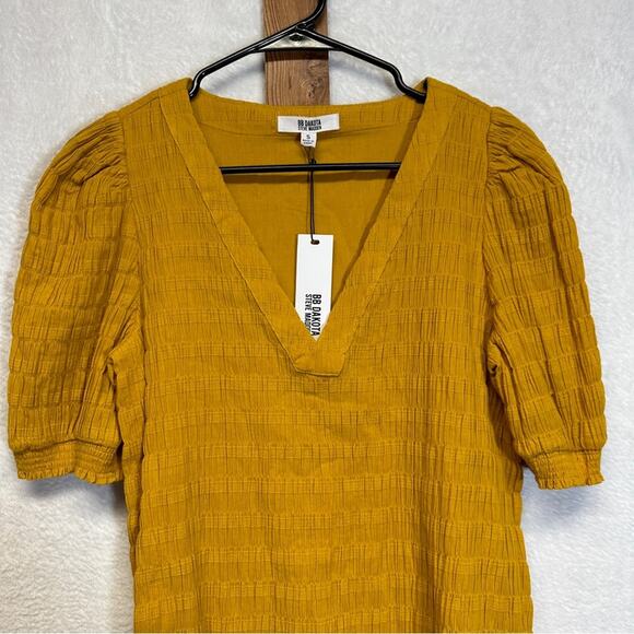 BB Dakota by Steve Madden Soft and Found Mustard Yellow Short Sleeve Dress Sz S - Picture 4 of 10